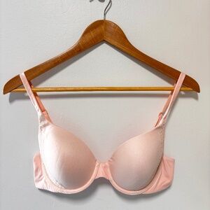 Victoria's Secret Lined Perfect Coverage Bra 34C Peach Peach Lace